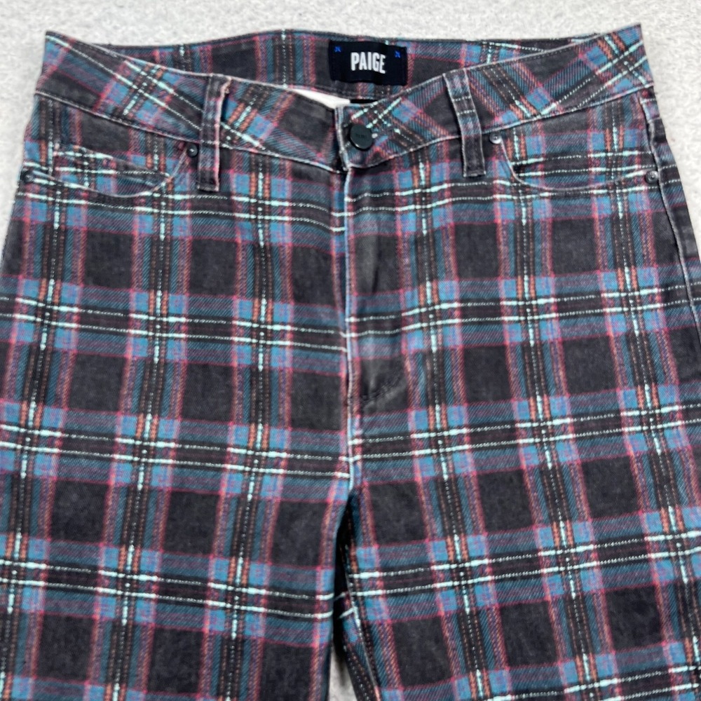 Paige Hoxton Ankle Jeans Women's 30 Slim Leg Atlantic Tartan Plaid Denim